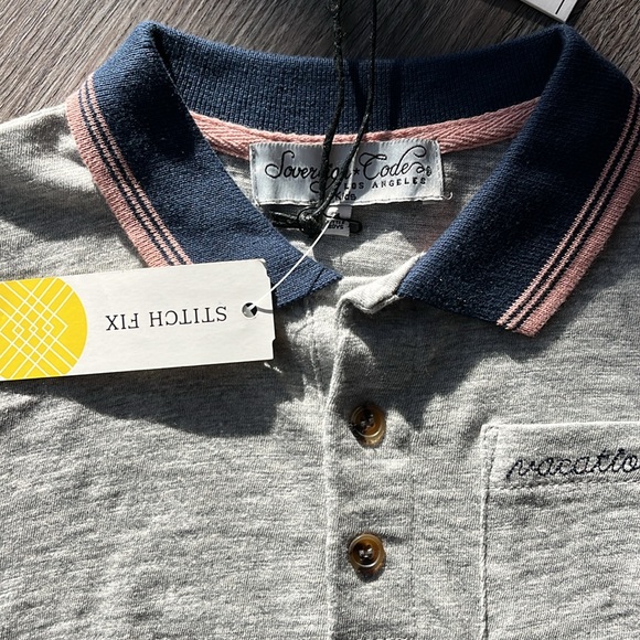 NWT Sovereign code, Boys size 4 gray/ navy/ pink polo - Picture 3 of 5
